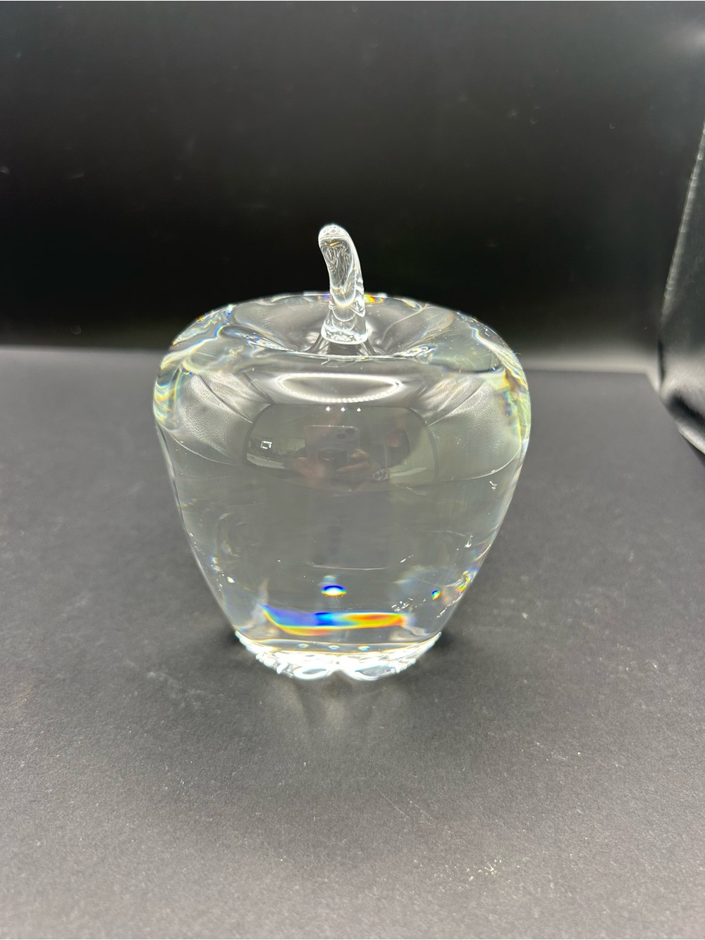 Vintage Steuben Crystal Apple Paperweight Signed Clear Art Glass 4”  - 10193
